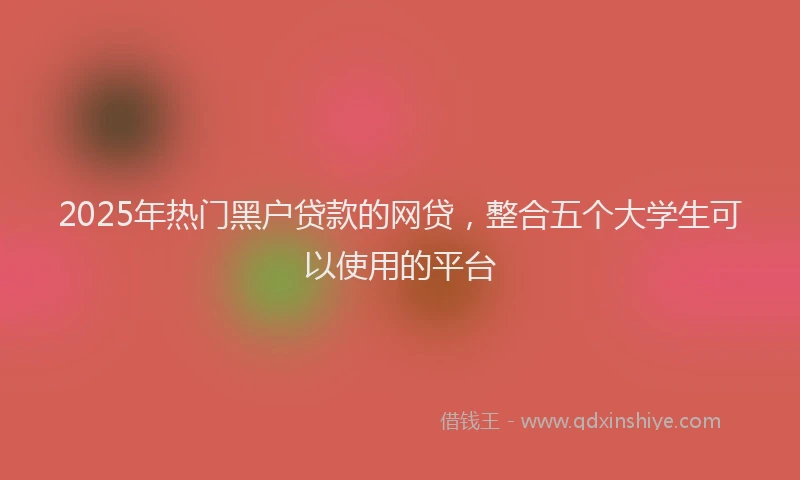 2025年热门黑户贷款的网贷，整合五个大学生可以使用的平台