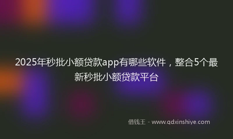2025年秒批小额贷款app有哪些软件，整合5个最新秒批小额贷款平台