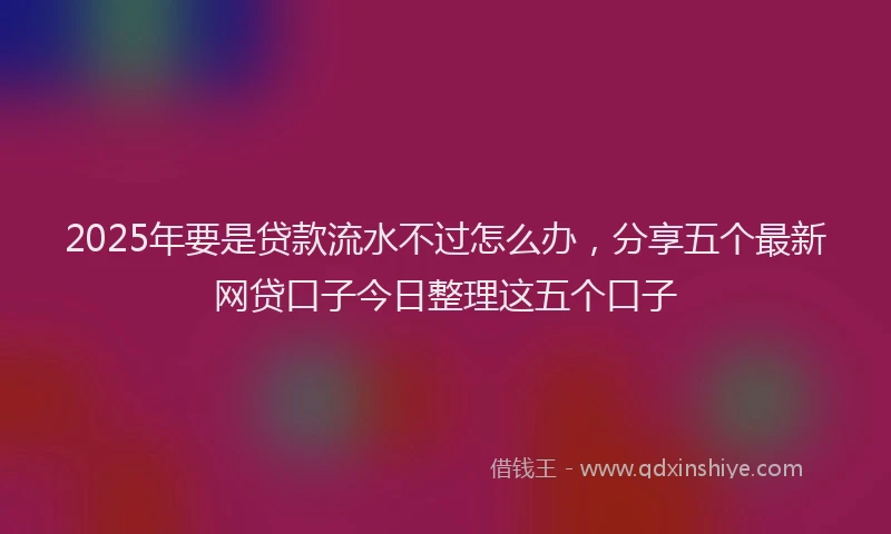 2025年要是贷款流水不过怎么办，分享五个最新网贷口子今日整理这五个口子