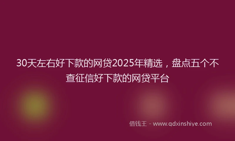 30天左右好下款的网贷2025年精选，盘点五个不查征信好下款的网贷平台