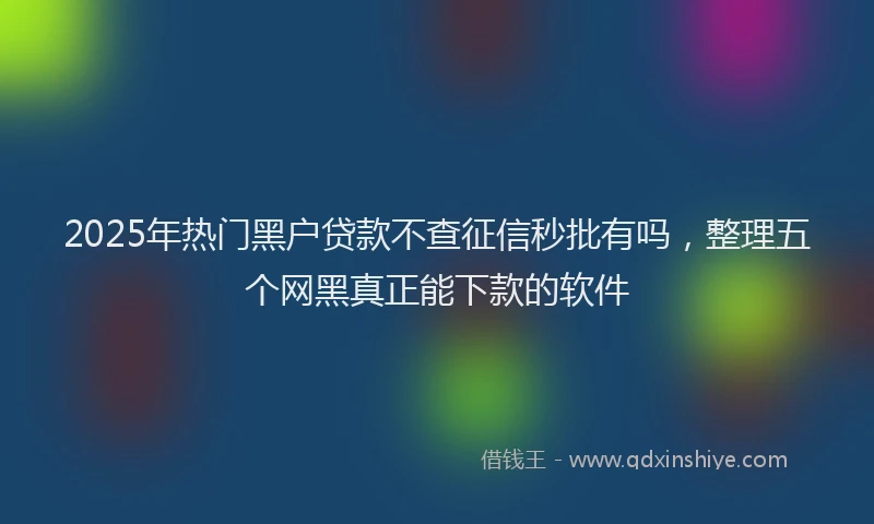 2025年热门黑户贷款不查征信秒批有吗，整理五个网黑真正能下款的软件