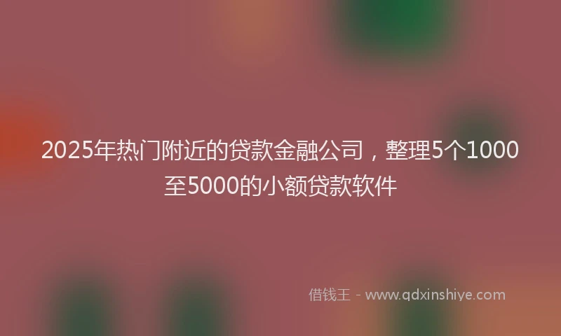 2025年热门附近的贷款金融公司，整理5个1000至5000的小额贷款软件
