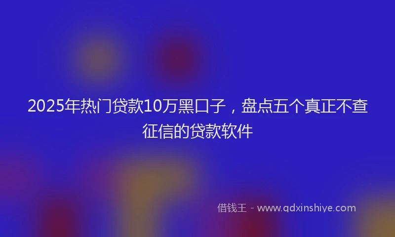 2025年热门贷款10万黑口子，盘点五个真正不查征信的贷款软件