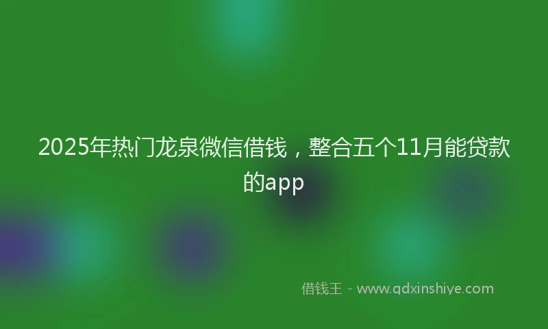 2025年热门龙泉微信借钱，整合五个11月能贷款的app