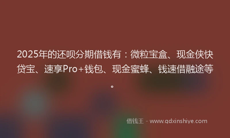 2025年的还呗分期借钱有：微粒宝盒、现金侠快贷宝、速享Pro+钱包、现金蜜蜂、钱速借融途等。