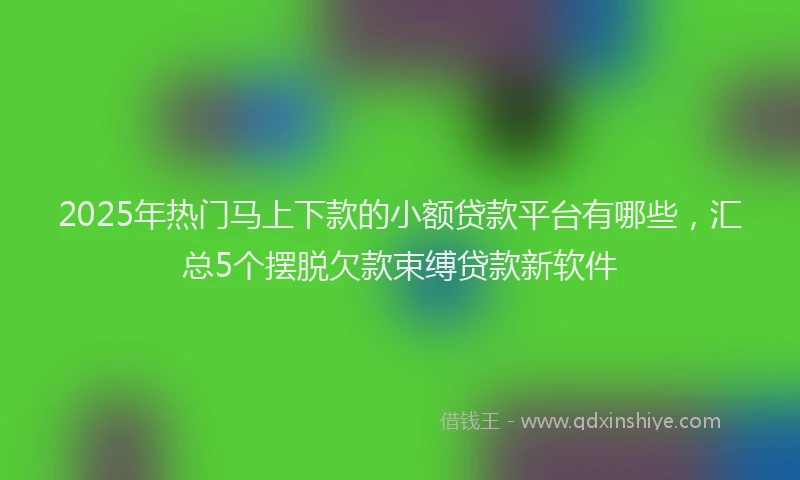 2025年热门马上下款的小额贷款平台有哪些，汇总5个摆脱欠款束缚贷款新软件