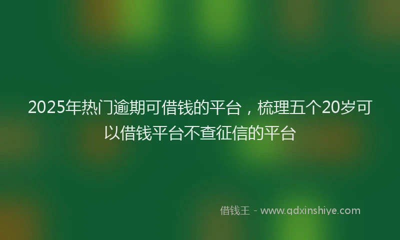 2025年热门逾期可借钱的平台，梳理五个20岁可以借钱平台不查征信的平台