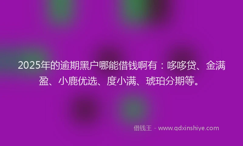 2025年的逾期黑户哪能借钱啊有：哆哆贷、金满盈、小鹿优选、度小满、琥珀分期等。