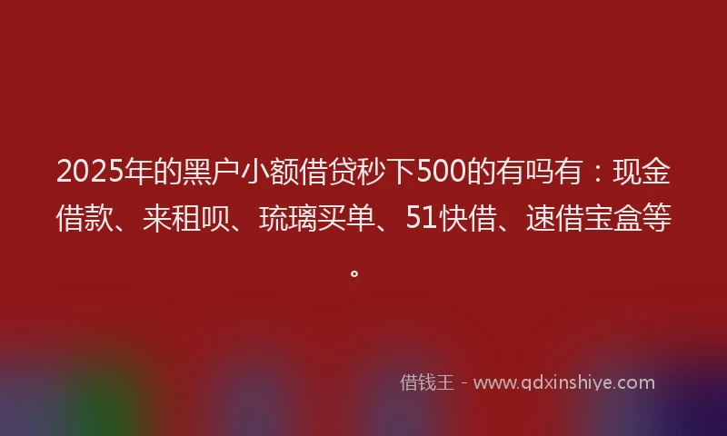 2025年的黑户小额借贷秒下500的有吗有：现金借款、来租呗、琉璃买单、51快借、速借宝盒等。