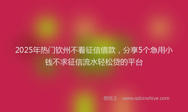 2025年热门钦州不看征信借款，分享5个急用小钱不求征信流水轻松贷的平台