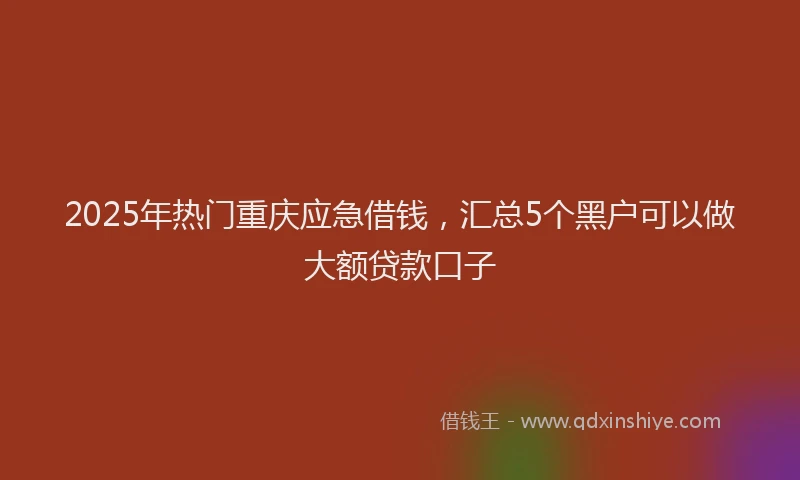 2025年热门重庆应急借钱，汇总5个黑户可以做大额贷款口子