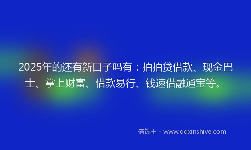 2025年的还有新口子吗有：拍拍贷借款、现金巴士、掌上财富、借款易行、钱速借融通宝等。