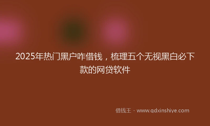 2025年热门黑户咋借钱，梳理五个无视黑白必下款的网贷软件