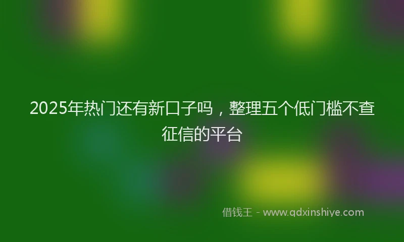 2025年热门还有新口子吗，整理五个低门槛不查征信的平台