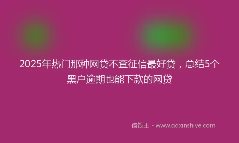 2025年热门那种网贷不查征信最好贷，总结5个黑户逾期也能下款的网贷