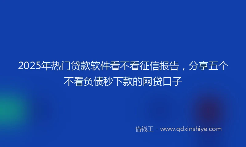 2025年热门贷款软件看不看征信报告，分享五个不看负债秒下款的网贷口子