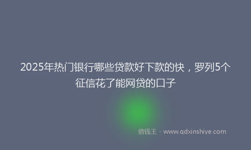 2025年热门银行哪些贷款好下款的快，罗列5个征信花了能网贷的口子