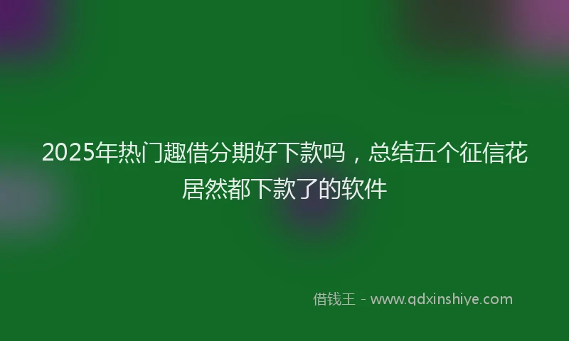 2025年热门趣借分期好下款吗，总结五个征信花居然都下款了的软件
