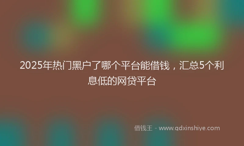 2025年热门黑户了哪个平台能借钱，汇总5个利息低的网贷平台