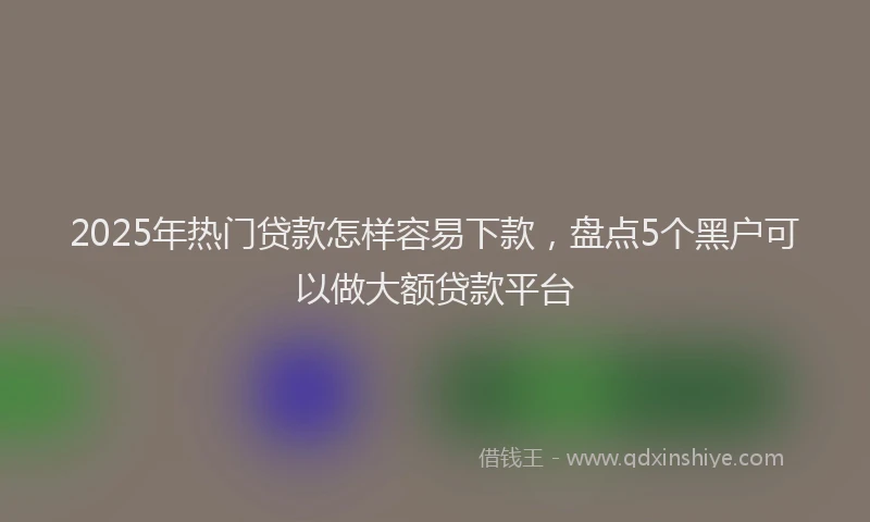 2025年热门贷款怎样容易下款，盘点5个黑户可以做大额贷款平台
