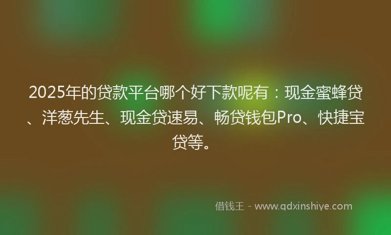 2025年的贷款平台哪个好下款呢有：现金蜜蜂贷、洋葱先生、现金贷速易、畅贷钱包Pro、快捷宝贷等。