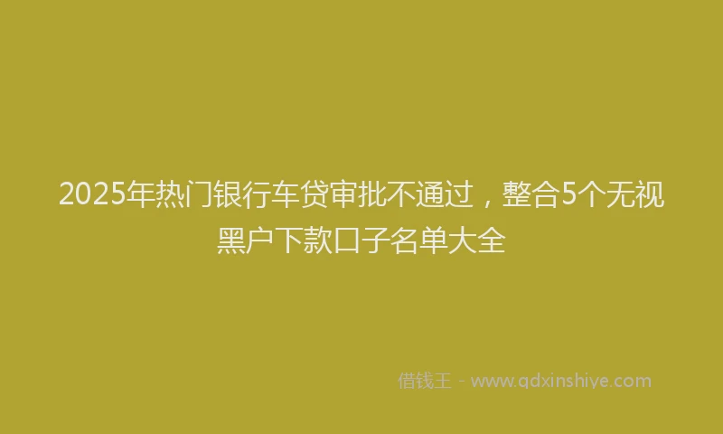 2025年热门银行车贷审批不通过，整合5个无视黑户下款口子名单大全