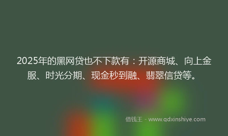 2025年的黑网贷也不下款有：开源商城、向上金服、时光分期、现金秒到融、翡翠信贷等。