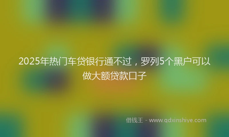2025年热门车贷银行通不过，罗列5个黑户可以做大额贷款口子