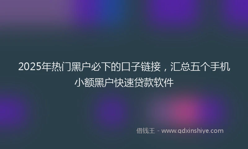 2025年热门黑户必下的口子链接，汇总五个手机小额黑户快速贷款软件