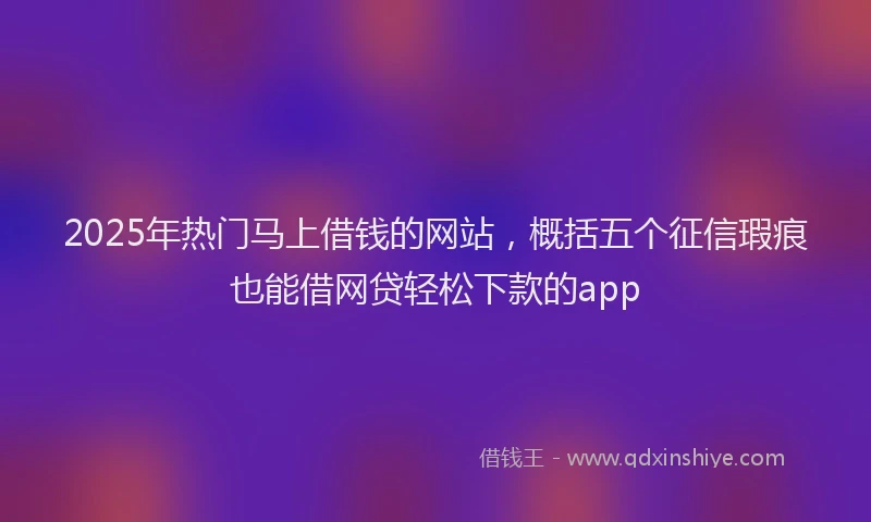 2025年热门马上借钱的网站，概括五个征信瑕疵也能借网贷轻松下款的app