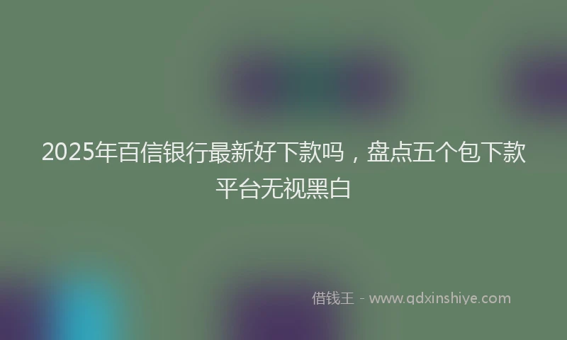 2025年百信银行最新好下款吗，盘点五个包下款平台无视黑白