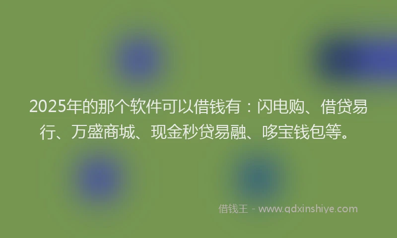 2025年的那个软件可以借钱有：闪电购、借贷易行、万盛商城、现金秒贷易融、哆宝钱包等。