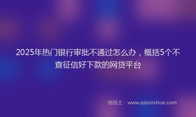 2025年热门银行审批不通过怎么办，概括5个不查征信好下款的网贷平台