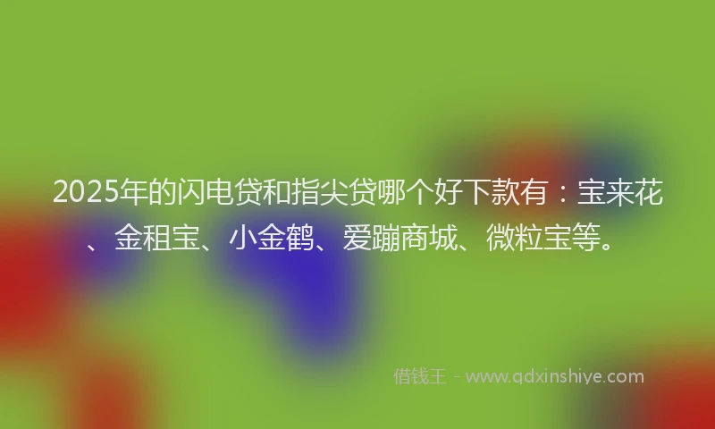 2025年的闪电贷和指尖贷哪个好下款有：宝来花、金租宝、小金鹤、爱蹦商城、微粒宝等。