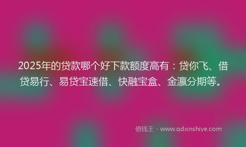 2025年的贷款哪个好下款额度高有：贷你飞、借贷易行、易贷宝速借、快融宝盒、金瀛分期等。