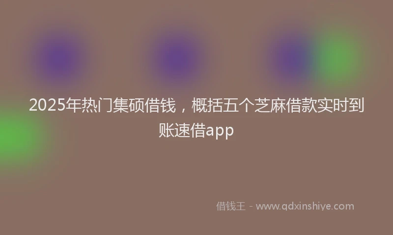 2025年热门集硕借钱，概括五个芝麻借款实时到账速借app