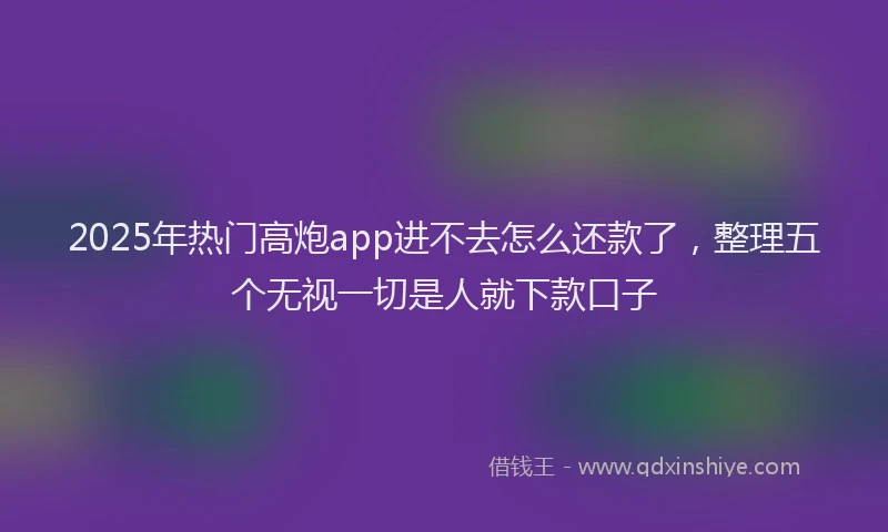 2025年热门高炮app进不去怎么还款了，整理五个无视一切是人就下款口子
