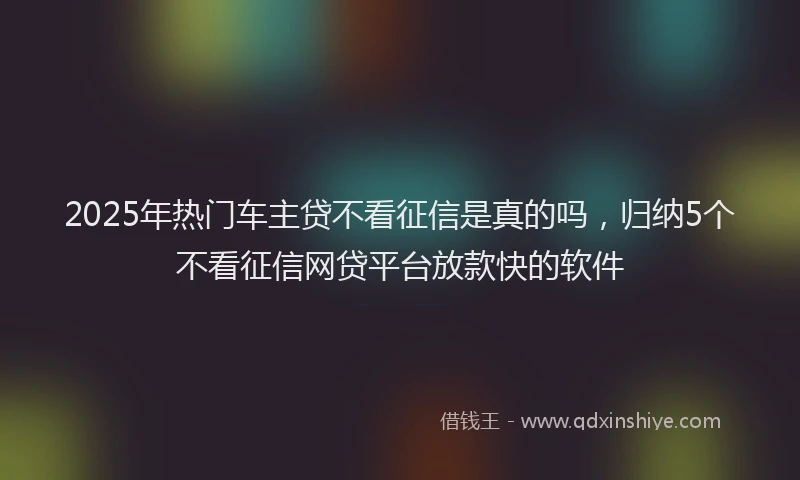 2025年热门车主贷不看征信是真的吗，归纳5个不看征信网贷平台放款快的软件
