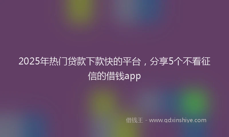 2025年热门贷款下款快的平台，分享5个不看征信的借钱app