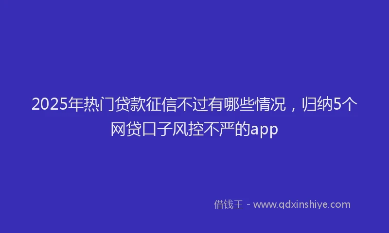 2025年热门贷款征信不过有哪些情况，归纳5个网贷口子风控不严的app