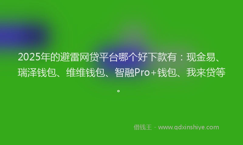 2025年的避雷网贷平台哪个好下款有：现金易、瑞泽钱包、维维钱包、智融Pro+钱包、我来贷等。