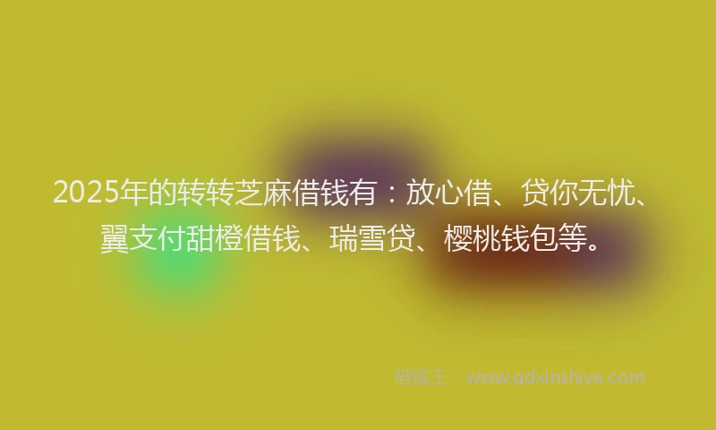 2025年的转转芝麻借钱有：放心借、贷你无忧、翼支付甜橙借钱、瑞雪贷、樱桃钱包等。