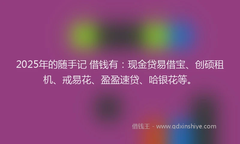 2025年的随手记 借钱有：现金贷易借宝、创硕租机、戒易花、盈盈速贷、哈银花等。
