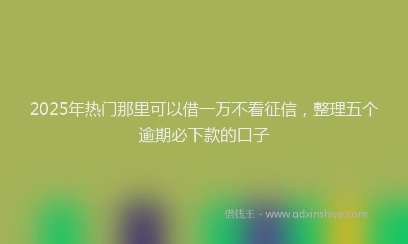 2025年热门那里可以借一万不看征信，整理五个逾期必下款的口子
