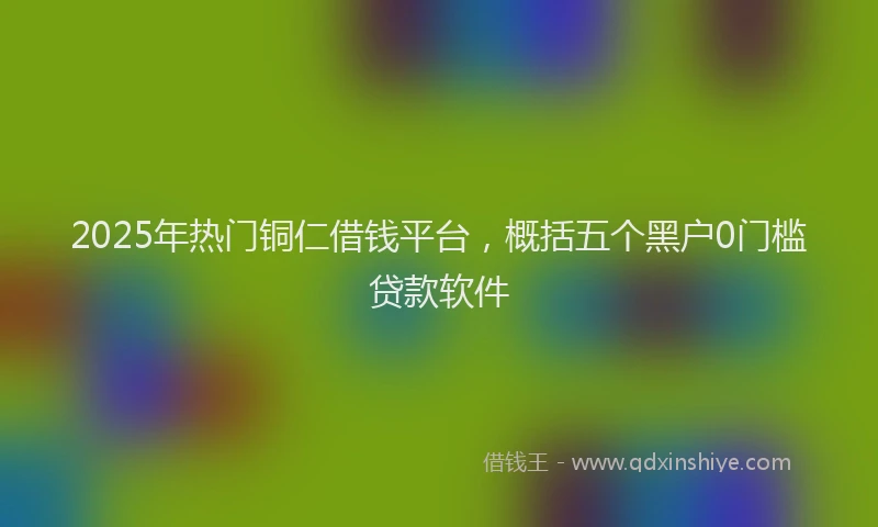 2025年热门铜仁借钱平台，概括五个黑户0门槛贷款软件