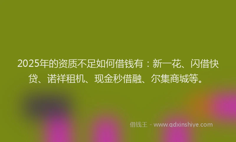 2025年的资质不足如何借钱有：新一花、闪借快贷、诺祥租机、现金秒借融、尔集商城等。