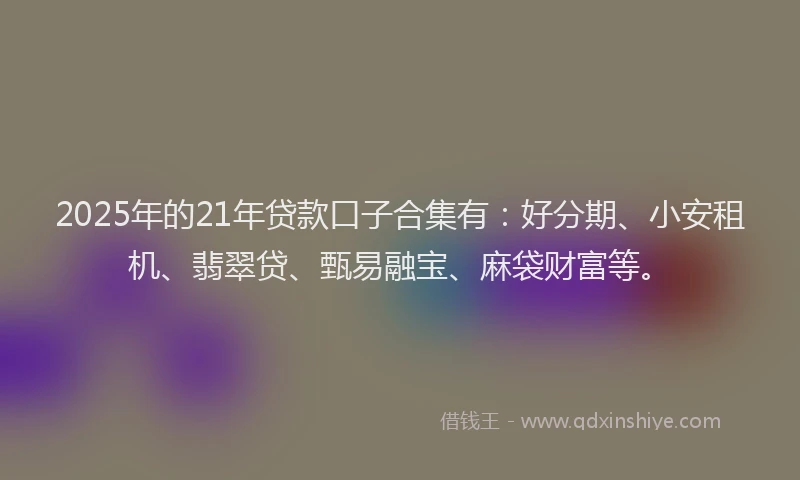 2025年的21年贷款口子合集有：好分期、小安租机、翡翠贷、甄易融宝、麻袋财富等。