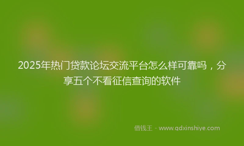2025年热门贷款论坛交流平台怎么样可靠吗，分享五个不看征信查询的软件