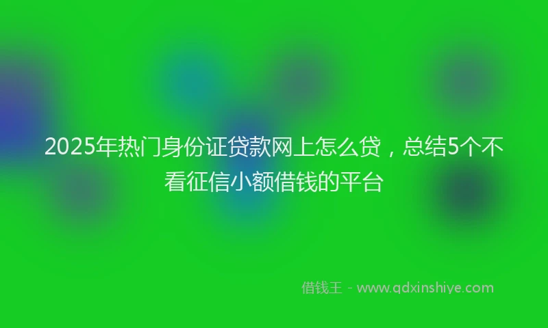 2025年热门身份证贷款网上怎么贷，总结5个不看征信小额借钱的平台