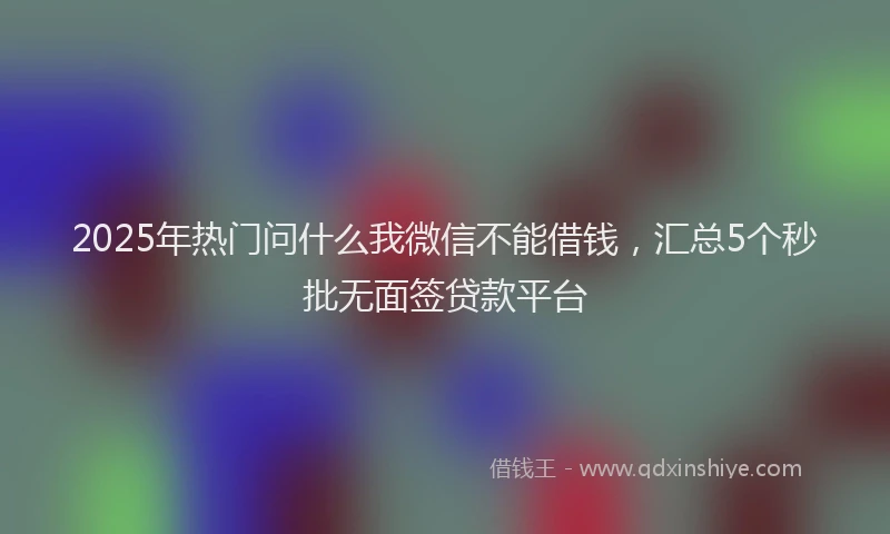 2025年热门问什么我微信不能借钱，汇总5个秒批无面签贷款平台
